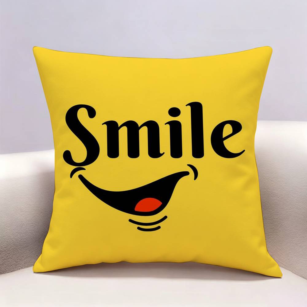 Smile Cartoon fun cute Doublesided print Pillow Case Pattern Printed Pillowcase For Living Room Sofa Cushion Cover