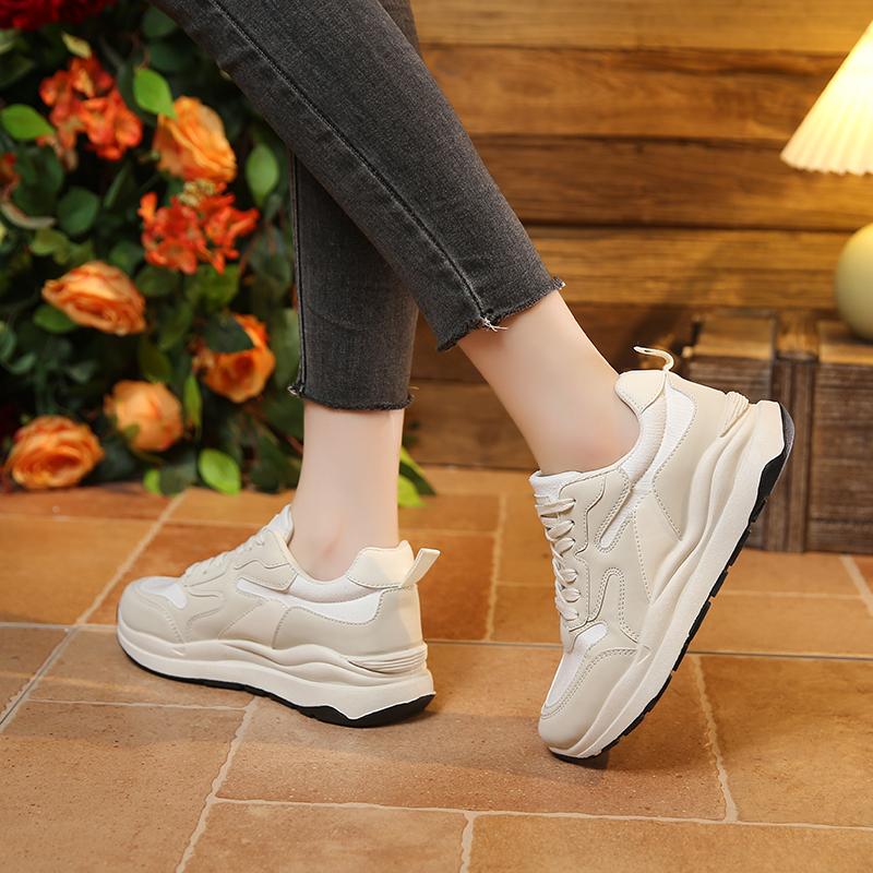 Modische Damen Schuhe Herbst Verschleißfest 2024 Neu Lässig Bequem Plateau Flache Sohle Weichsohle Schnürschuhe für Damen