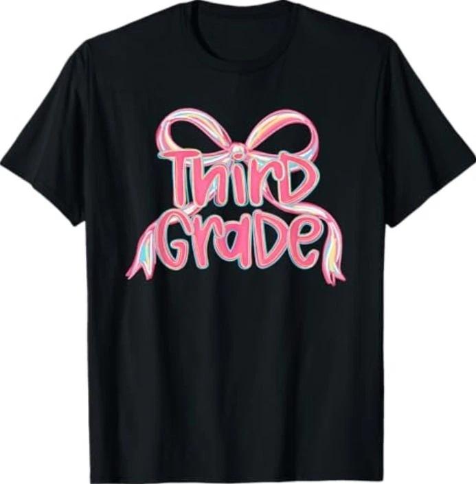 Third Grade Back To School Girls Bow 3rd Grade Teachers T-Shirt L