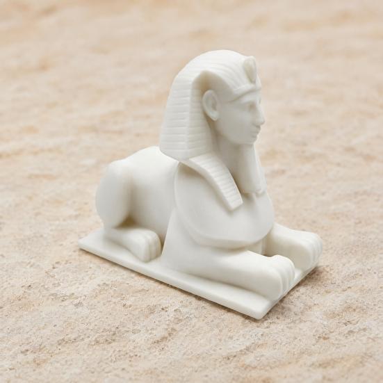 3D Printed Egyptian Sphinx Statue, White Lion Figurine for Desk, Ancient Egypt Home Decor for Shelf, Mythical Gift for History Buffs