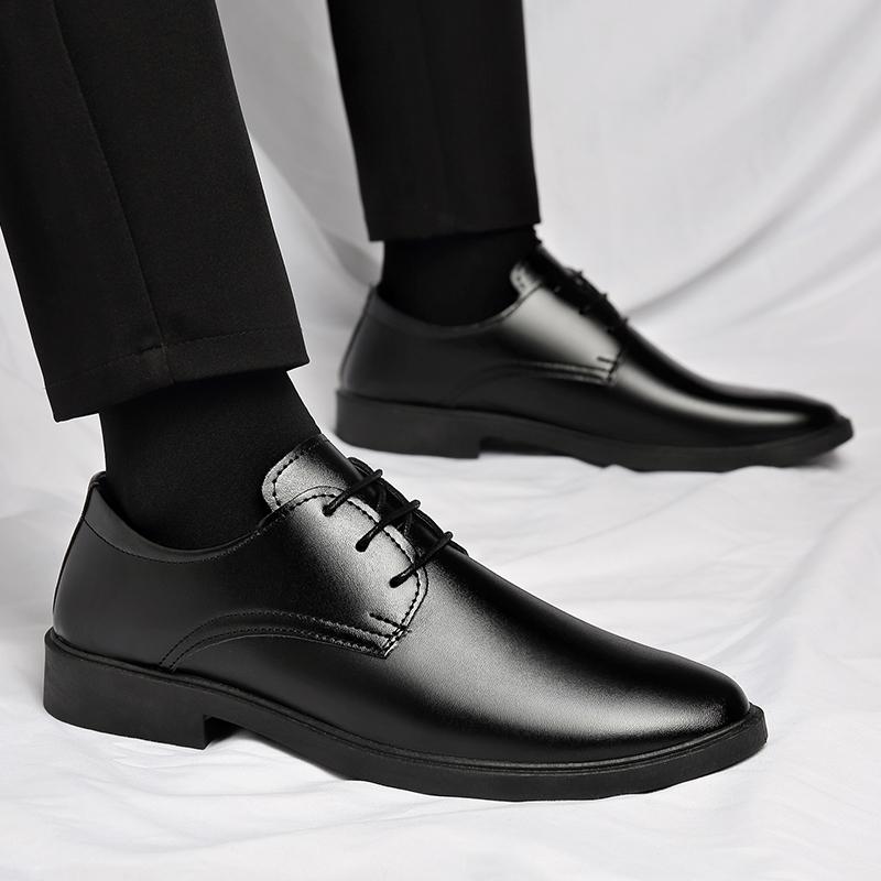 Men's casual shoes, fashionable and casual men's leather shoes, breathable business men's shoes, large size