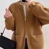 Double Zipper Sweater Cardigan for Women Solid Color Loose Spring and Autumn Knitted Jacket Top