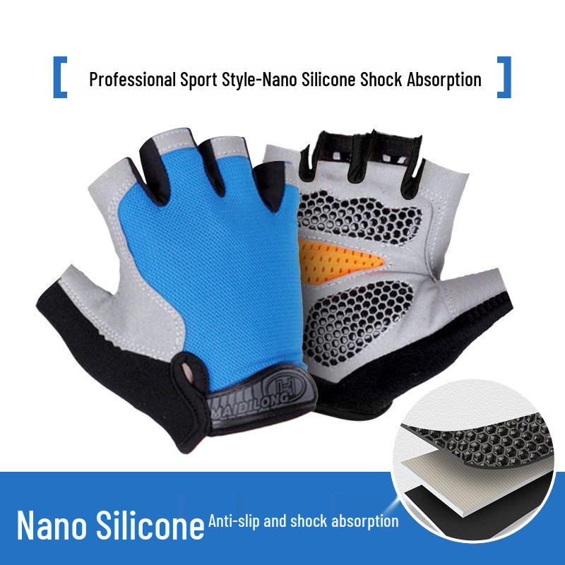Unisex Half Finger Cycling Gloves with Silicone Grip for Shock Absorption, Anti-Slip, Ideal for Summer, Fishing, and Mountain Climbing.