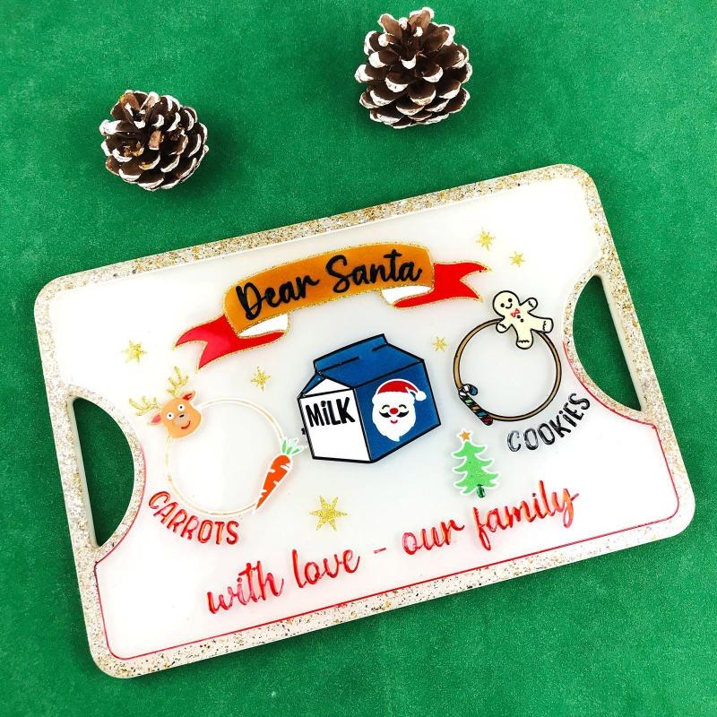 Christmas Large Resin Tray Molds Silicone Santa Claus Mold for Epoxy Resin Mold with Handles Coaster Mold for Home Decor
