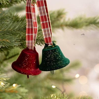 6 Christmas Bell Ornaments with Ribbons for Home and Party Use