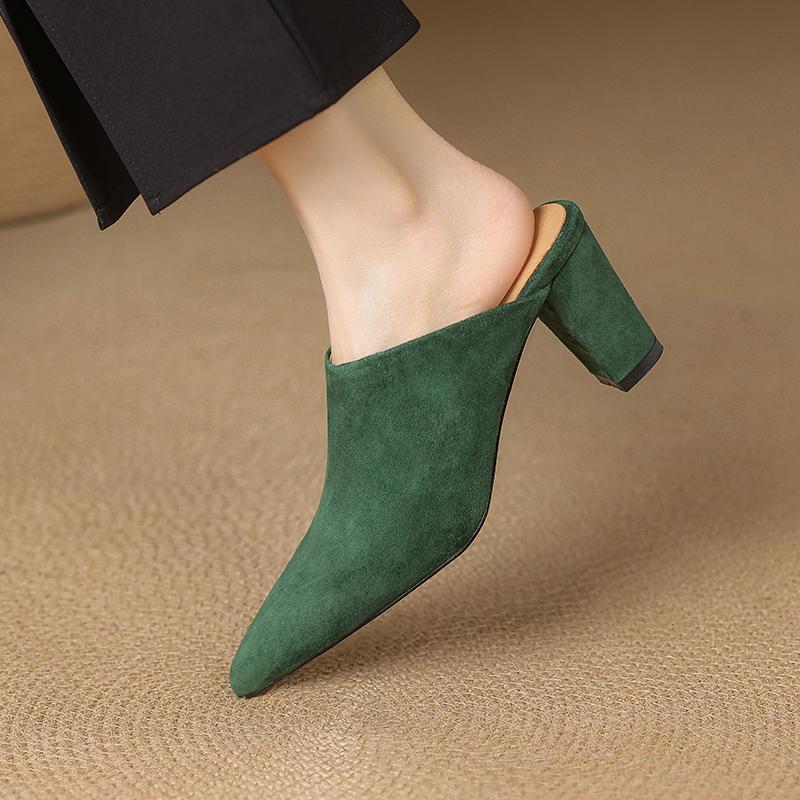 Fashion Female Slides Fashion Pointed Toe High Heel Women Mules Slippers New 2025 Summer Beach Luxury Ladies Slippers Sandals Shoes