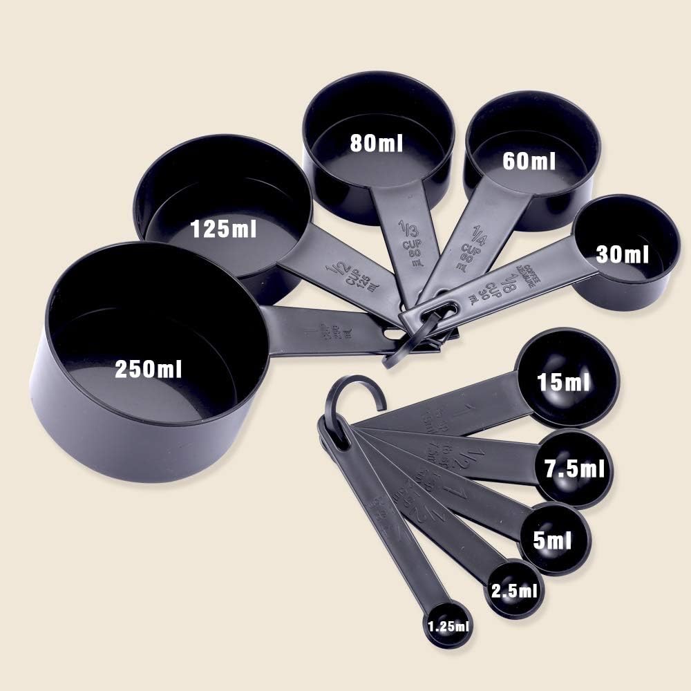 10pcs 6 Color Measuring Cups And Measuring Spoon Scoop Silicone Handle Kitchen Measuring Tool (Color : Red)