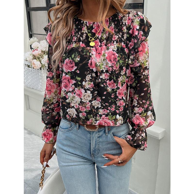 Printed Shirt Female Temperament Long-sleeved Shirt Blouse