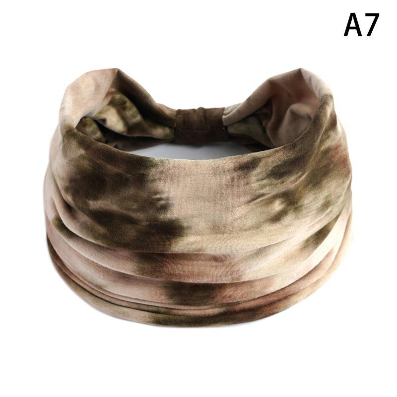 Tie-Dye Boho Knot Turbans Yoga Elastic Head Wrap Women Headband Wide Hairbands Headwear Bandanas  Hair Band Accessories