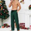 Men's Drawstring Plaid Print Pants - Long Casual Trousers With Belted Pockets