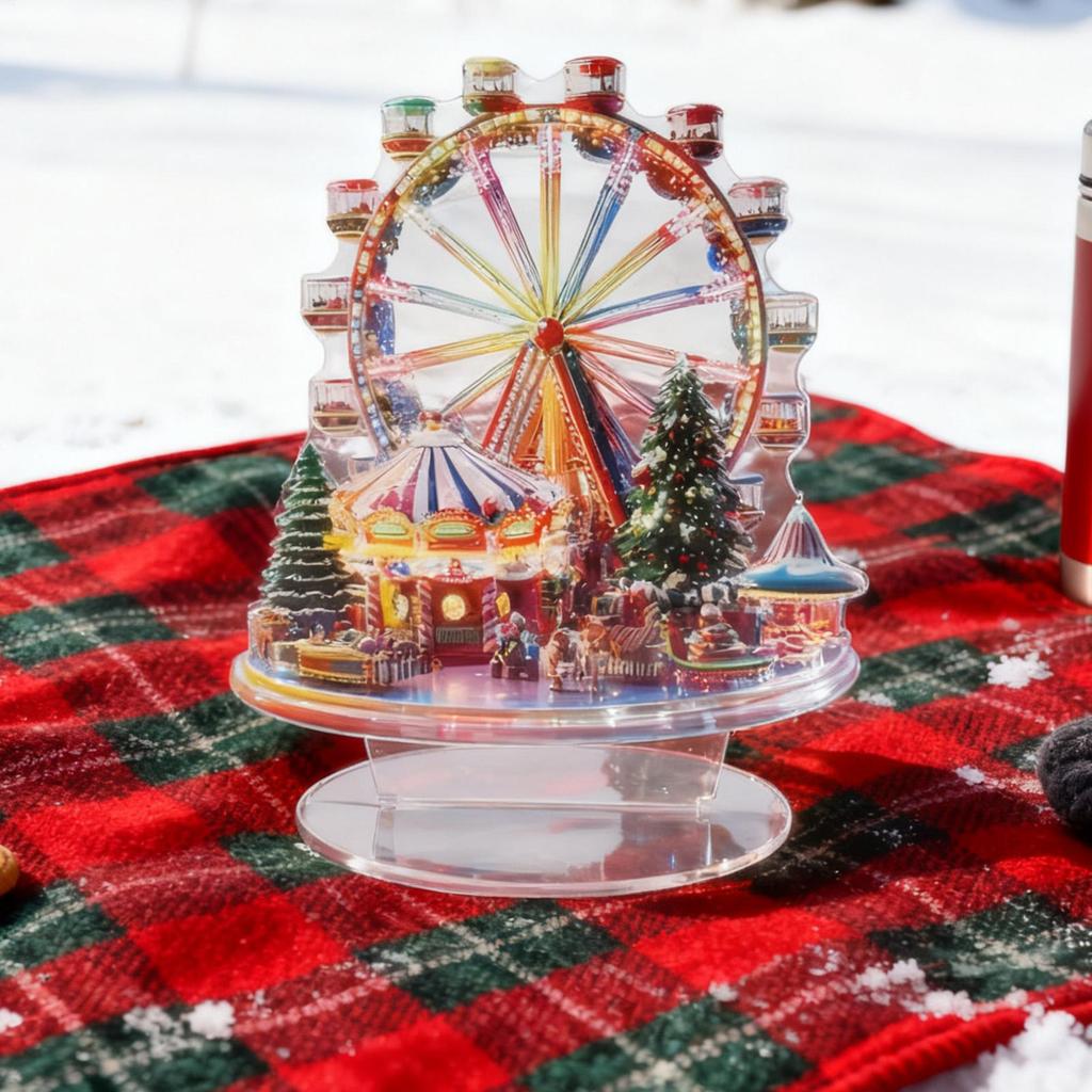 2D Acrylic Ferris Wheel Decor Flat Figurines Ferris Wheel Christmas Tree for Thanksgiving Birthday Offices Home Room Door Window