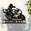 Custom Metal Sign Motorcycle Rider Home Decor Personalized Name Plaque Rustic Wall Art Indoor Outdoor Address Display Housewarming Gift