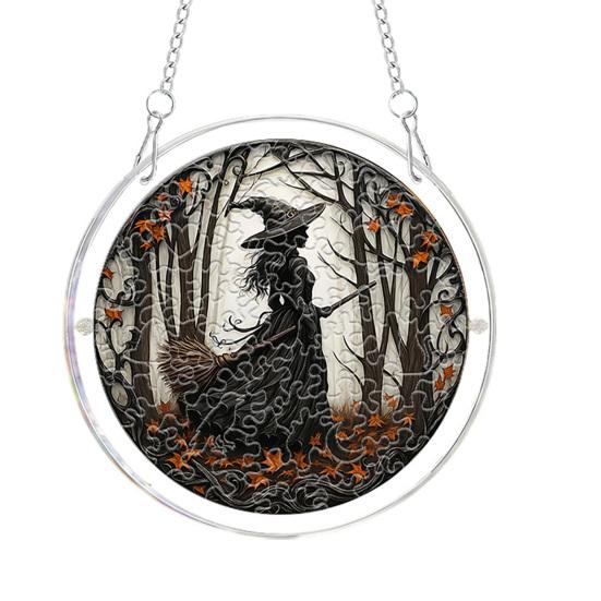 Xiaobudian Halloween Acrylic Puzzle Suncatcher Window Hanging,7.87 Inch Sun Catcher Decoration Ornament, Ideal for Gifting and Home Decor