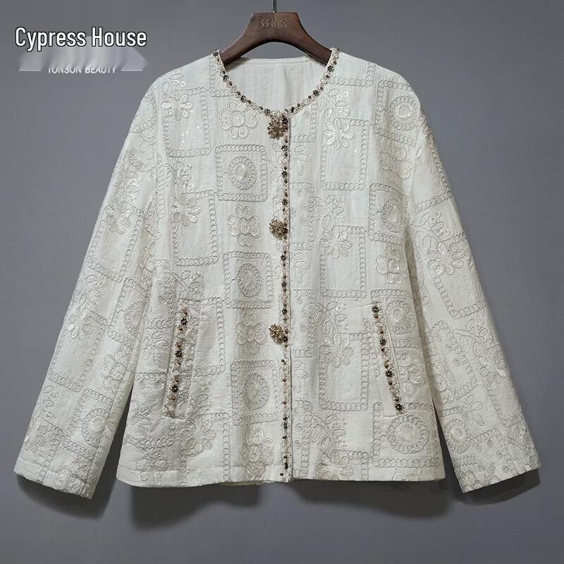 

Женская новая куртка Silkperche в китайском стиле с вышивкой из смесовой льняной ткани M