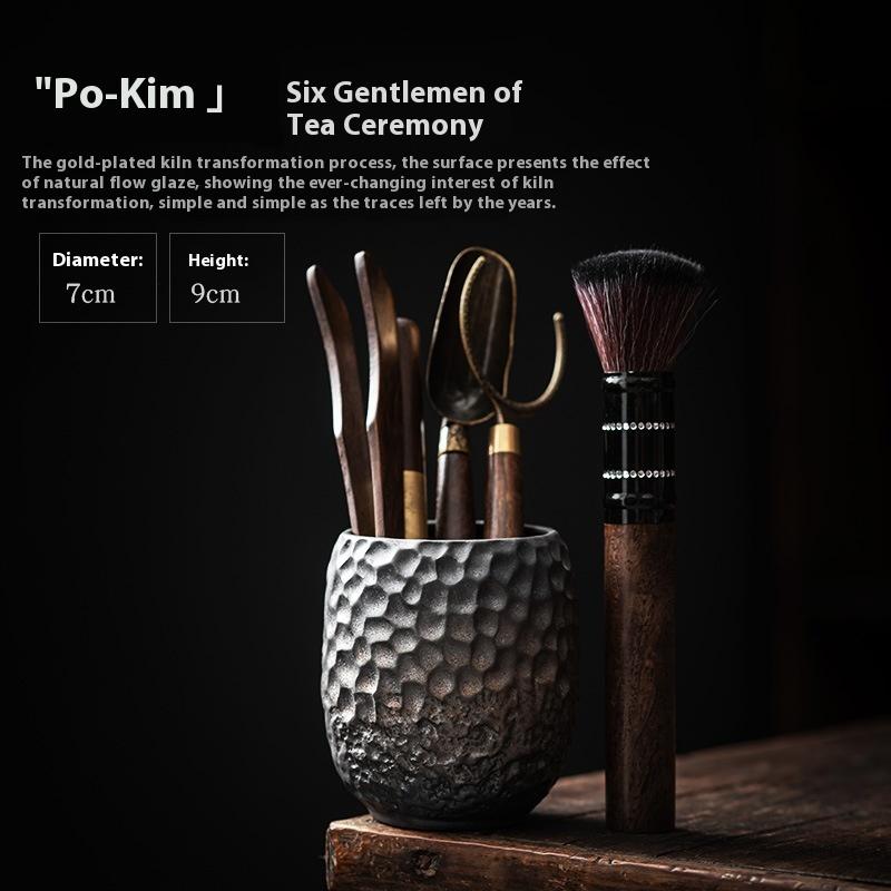 

Retro Hammer Pattern Tea Ceremony Six Gentlemen Kung Fu Tea Making Tools Tea Spoon Storage Bucket Full Set Accessories