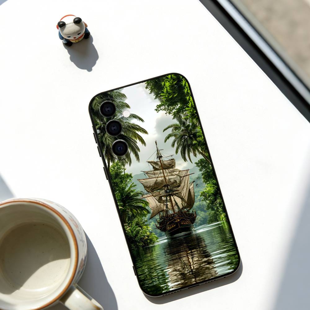 Sailing ship Phone Case Soft black For Samsung Galaxy A73,A72,A71,A70,A53,A52,A51