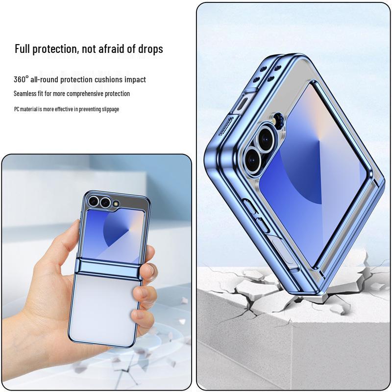 Samsung Z Flip 5/6/7 Electroplated Full Coverage Case with Hinge Protection