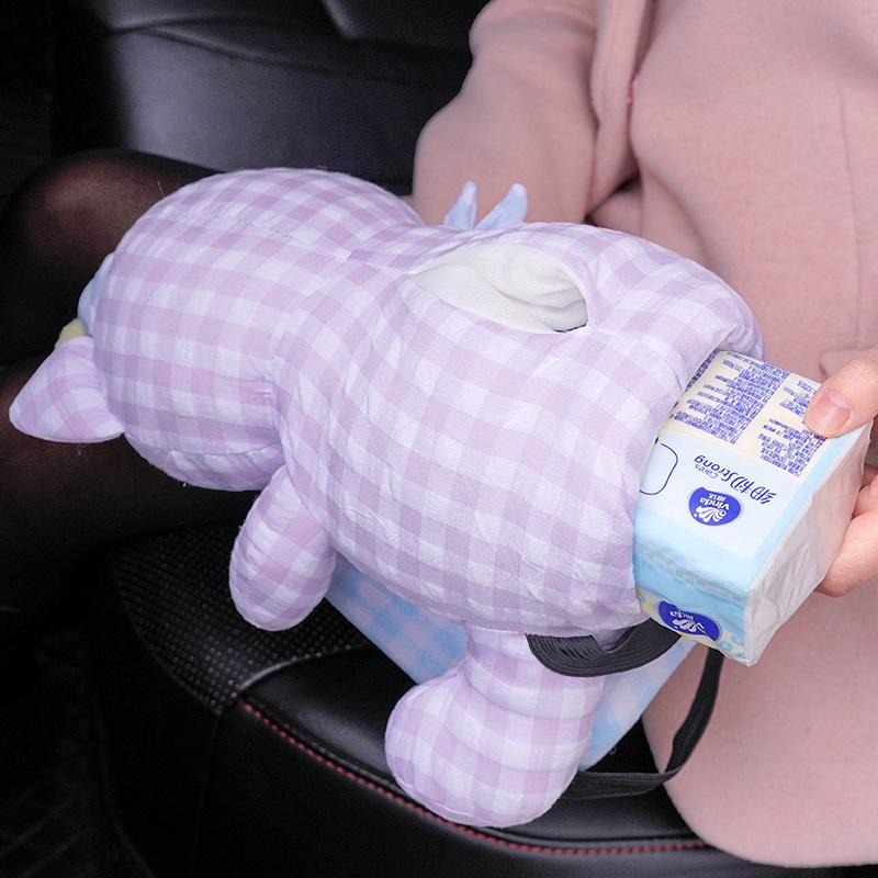 Katzenmuster Auto-Taschentuchbox Weiche Plüschtiere Niedliche Kätzchen Gitterlinien Plüschtiere Puppen Aufbewahrungsboxen Wesentliche Auto-Geschenke