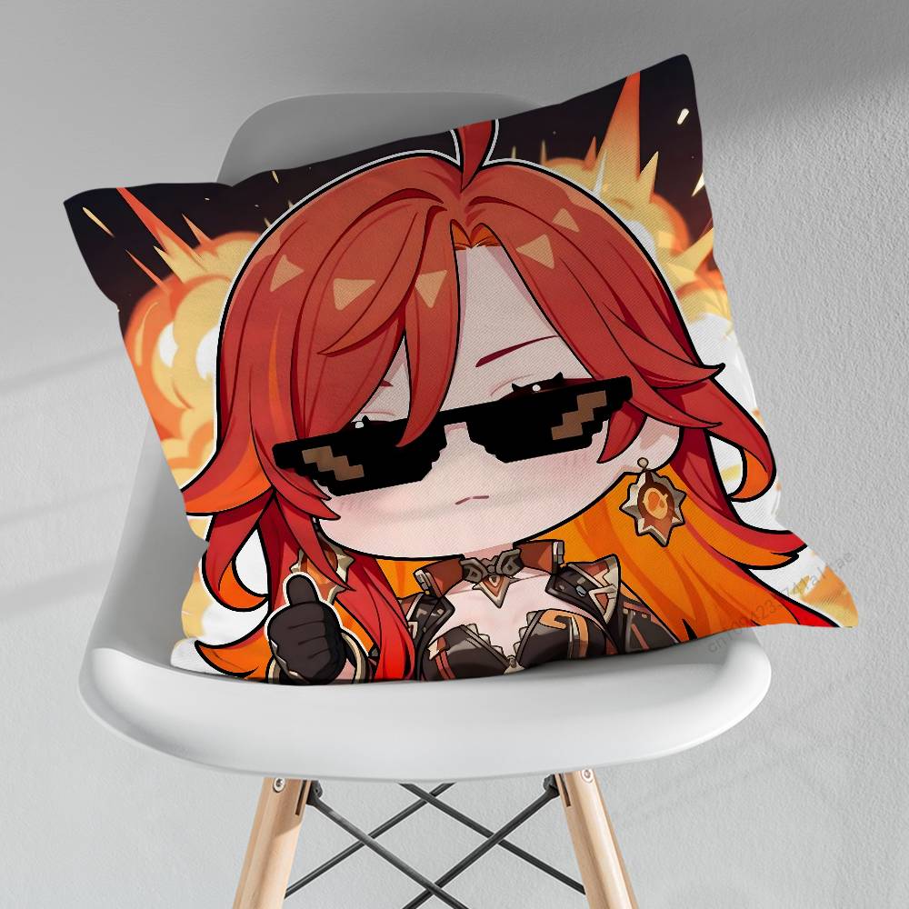 

Cool Art Mavuika Genshin Pillowcase for Sofa Room Office Decor Printing Merchandise AllMatch Cushion Cover 30x30cm