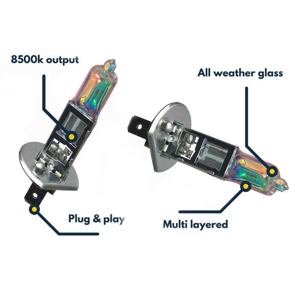 2pcs Car Light 12V H1 Xenon Quartz Halogen Bulb Bulbs 55W All Weather Hid Fog Light Headlamps Bright Car Headlight Light 5000K