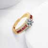 2026 Light Luxury Zircon Ring Women's Champagne Real Gold Niche Design Sense Open Ring Women's Jewelry