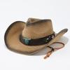 Embroidered cow head belt western cowboy hat new summer outdoor leisure sunscreen sunshade mountaineering straw hat