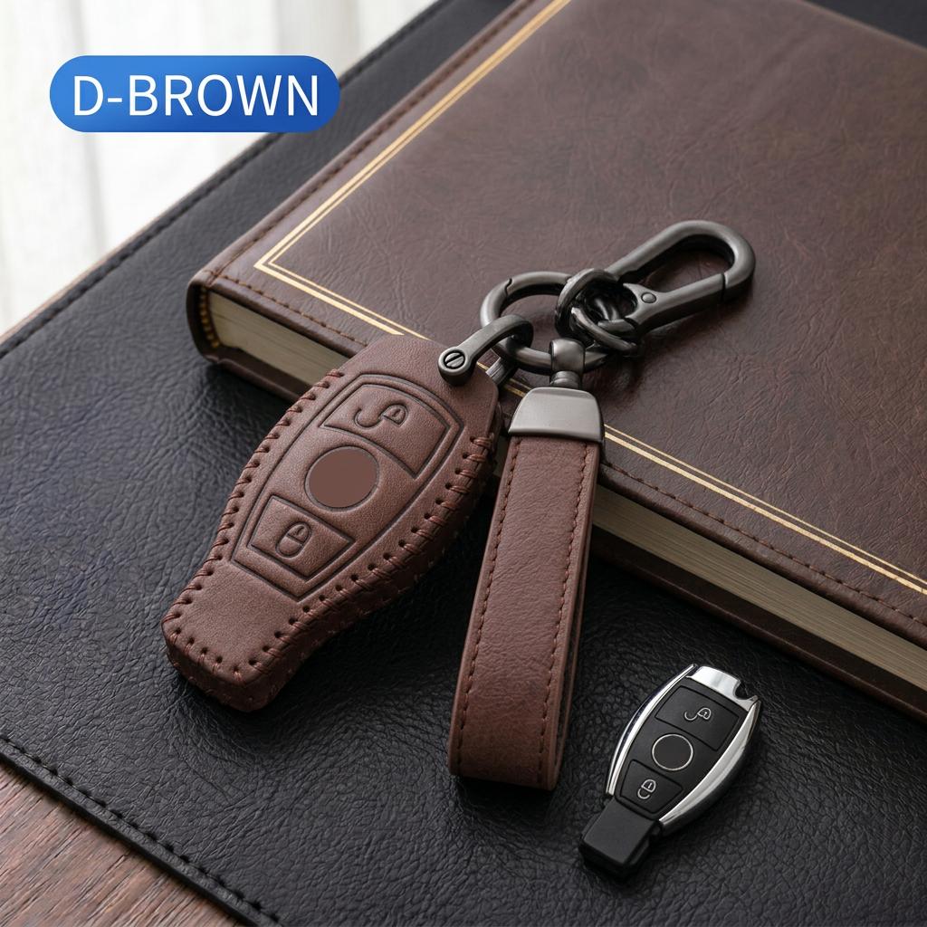 Leather Car Key Fob Cover For Mercedes Benz W203 W204 W211 W221 W245A C E S CLK GLK Vito Sprinter SLK Key Protective Case Shell