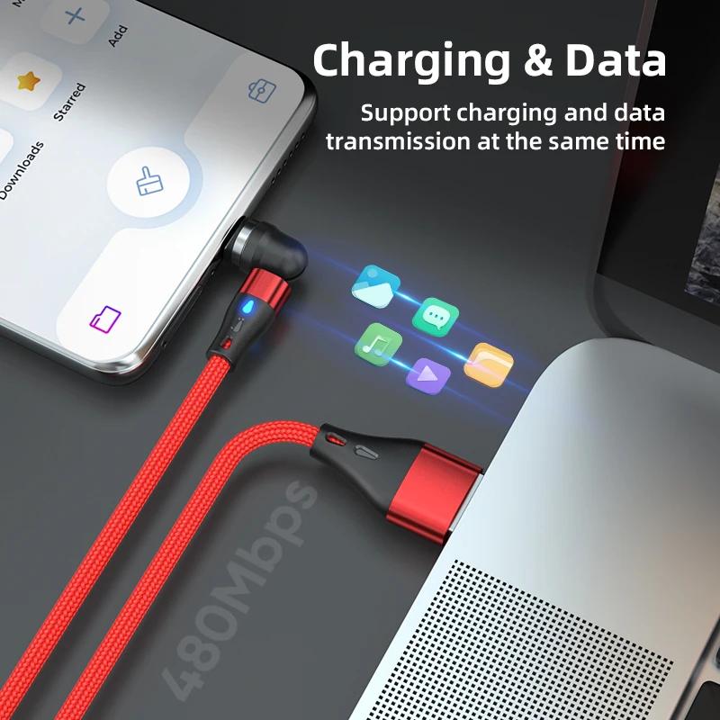 540 Rotate Magnetic Cable 5A Fast Charging Type C Cable For iPhone Xiaomi Realme Micro USB Magnet Charger Phone Data Cord