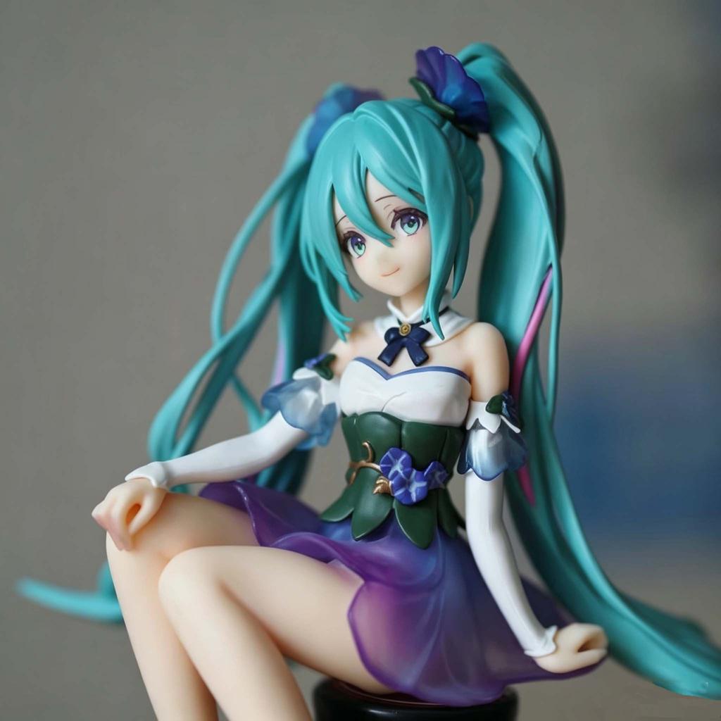 Hatsune Miku Cuteanime Figure Sitting Beauty Girl Ornament Kawaii Action Figure Pvc Room Decor Collectible Model Doll Toy Gifts