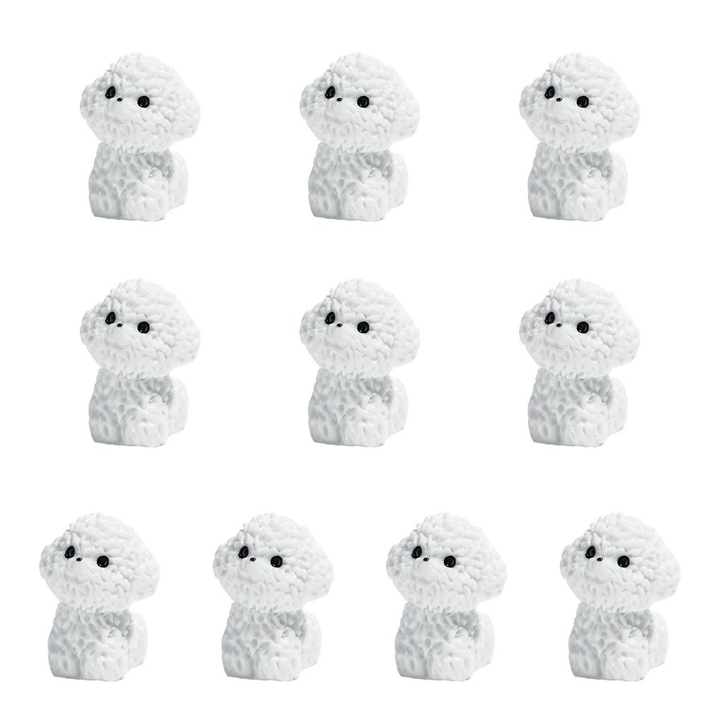 Set Of 10 Bichon Frise Puppy Miniature Sculptures for DIY Terrariums and Office Decoration