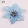 Pack of 10 Christmas Glitter Flowers Artificial Simulation Decoration Large Flower Heads Household Farmhouse Ornament