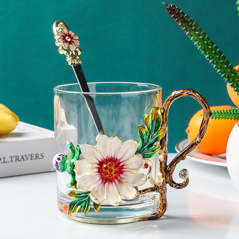 Creative Enamel Color Glass Household Water Cup Heat-Resistant Glass Office Crystal Cup Juice Teacup