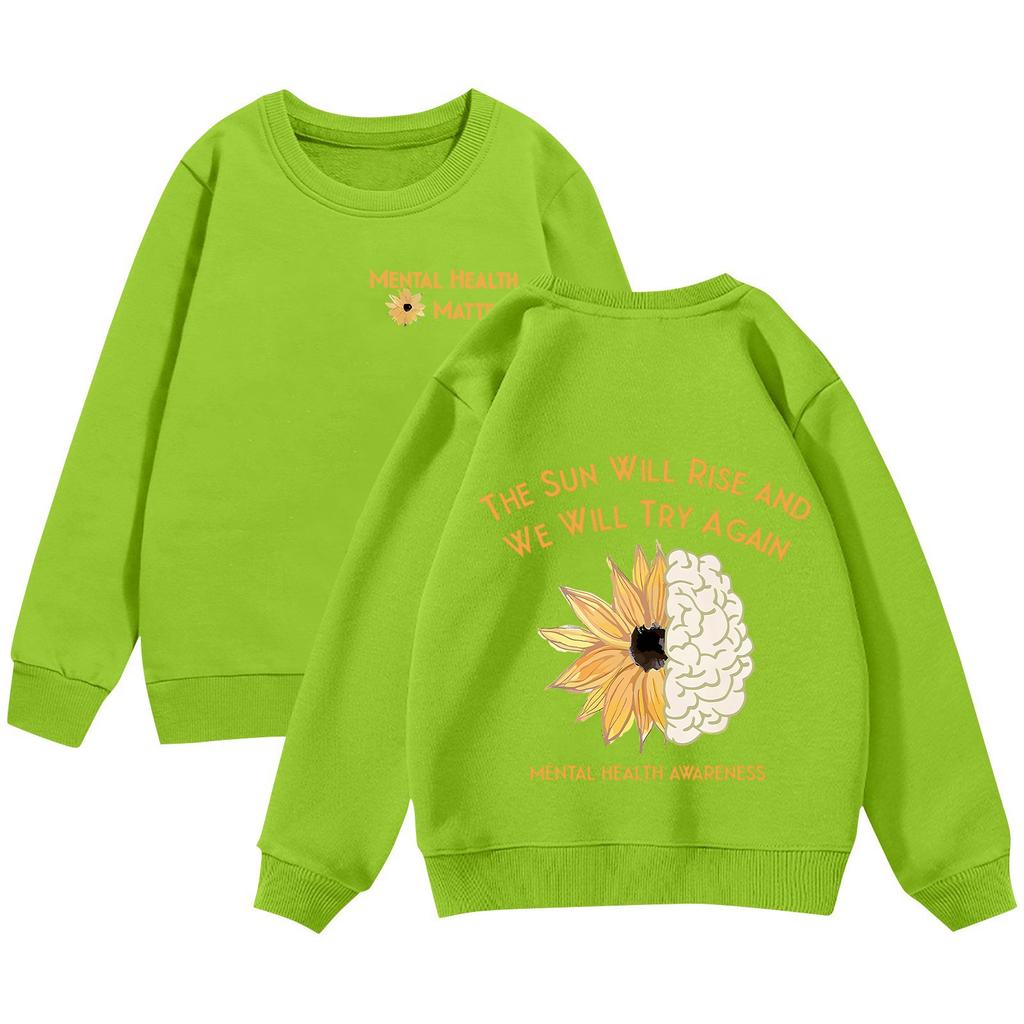 Children's Pullover Sweatshirt Long Sleeve Casual Round Neck Comfortable Loose Lightweight Pullover
