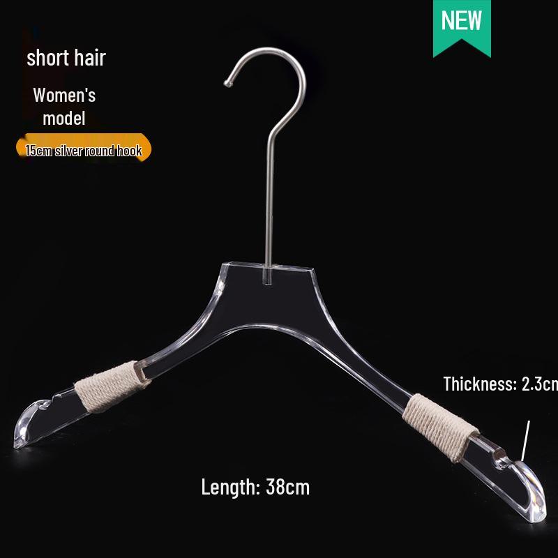 Acrylic Non-slip Clothing Hanger with Pant Clips for Men, Women, and Children - Transparent Plastic with Logo