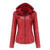 2026 European American Women's Removable Hooded PU Leather Jacket Two-Piece Set Plus Size Water Wash Faux Leather Coat Spring Autumn Outerwear