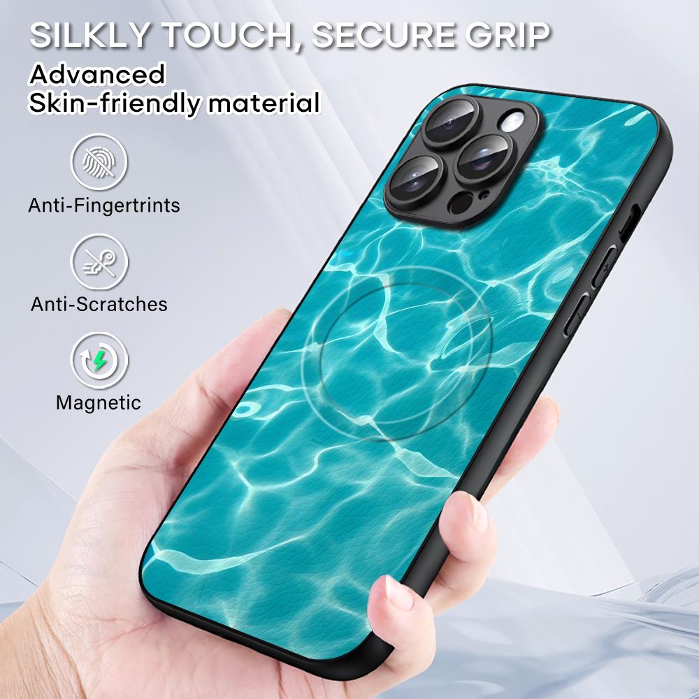 HD Seawater Art Popular Phone Case For iPhone 17 16 15 14 13 12 11 Plus Pro Max  High-end Luxury Magsafe Sheepskin