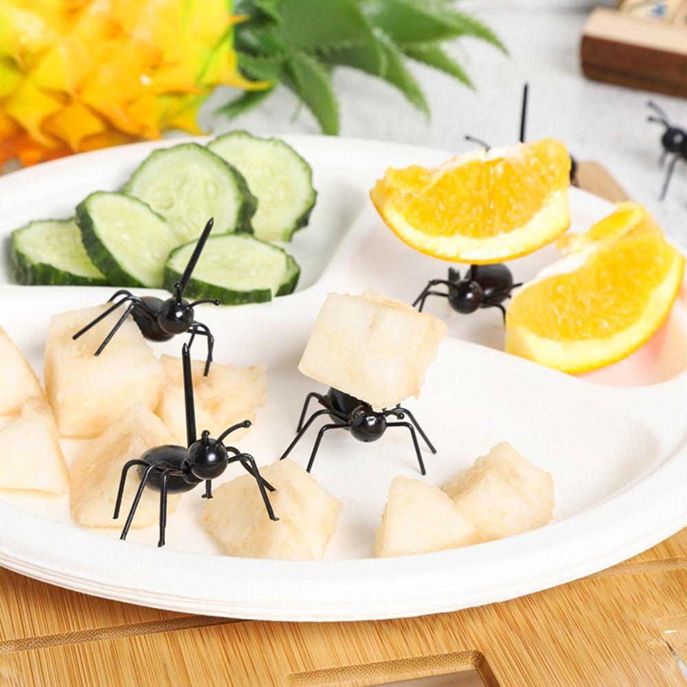 6PCS/12PCS ABS Plastic Ants Moving Fruit Fork Fruit Pick Cake Snack Fork  Party Supplies