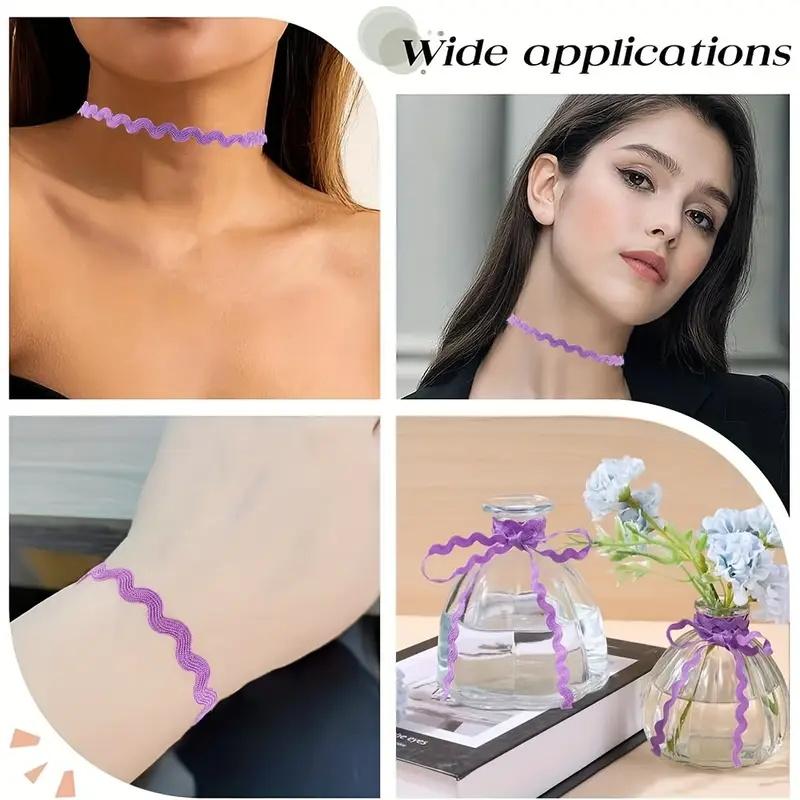 1 Roll 27yd/25m RIC Rac Trim Ribbon Wave Sewing Bending Fringe Trim 5mm/0.2 inch for Sewing Flower Making Wedding Party Lace Rib