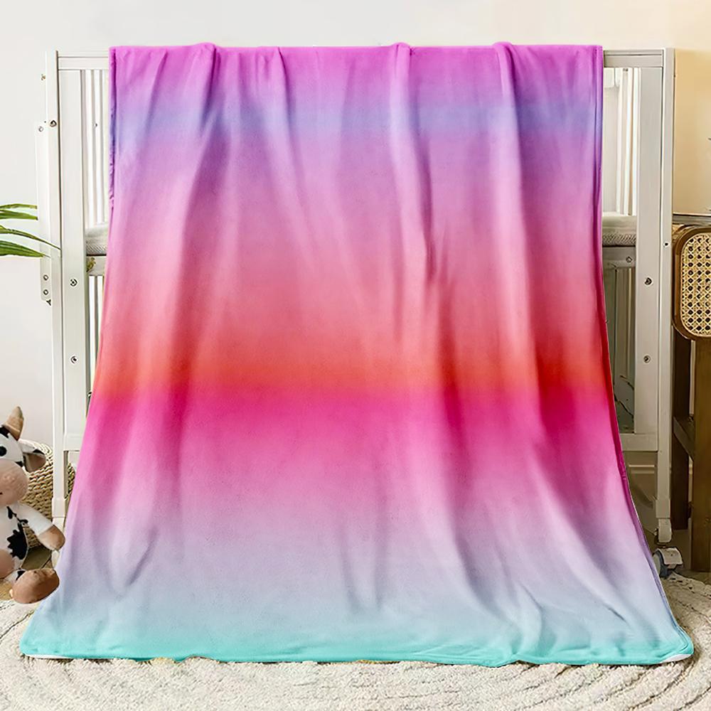 Flannel Blanket Dopamine Gradient Soft Warm Thin Bed Sheet Sofa Cover Artificial Fur Plaid Blanket