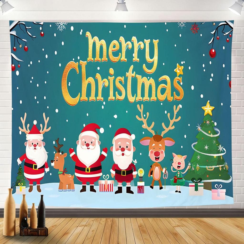 2025 Merry Christmas Tapestry: Festive Holiday Background Wall Hanging for Party Decoration