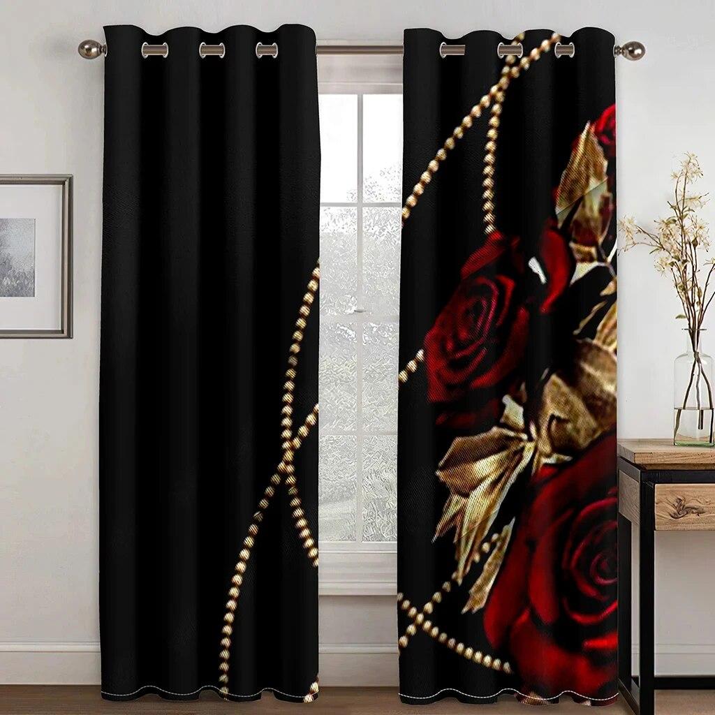 Romantic Love Swan Red Rose Flower Window Curtains Blinds For Living Room Kids Bedroom Bathroom Kicthen Door Home Decor