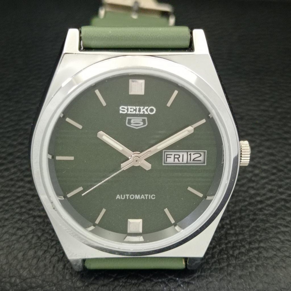 CEAS SEIKO 5 AUTOMATIC JAPONEZ VINTAGE RECONDIȚIONAT, BĂRBĂTEȘTE, CU CADRAN VERDE, A434689-2, R121-a434689