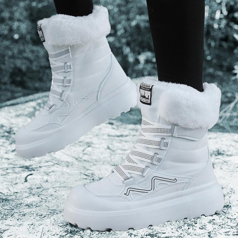 TUINANLE Winter Schneestiefel Damen Baumwollschuhe Verdickte Rutschfeste Plüsch-Knöchelstiefel Weiche Sohle Warme Outdoor-Schuhe