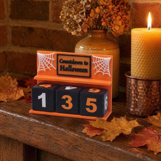 Halloween Entryway Decor Countdown Calendar Block, 3D Printed Advent Calendar, Spooky Daily Count Down To Table for Mantel, Tiered Tray Centerpiece