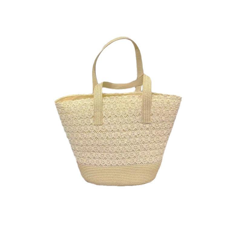 Holiday Straw Bag Lace Woven Bag Large Capacity Tote Bag Women's Spring and Summer New Seaside Shoulder Bag