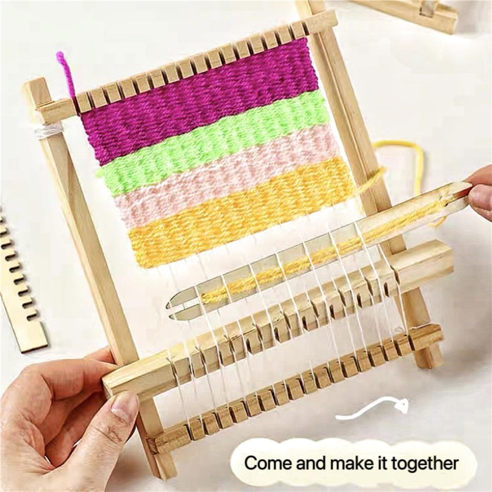 Webstuhl-Set für Kinder aus Holz – Komplettes DIY-Handstrickmaschinen-Set mit Werkzeugen und Garn