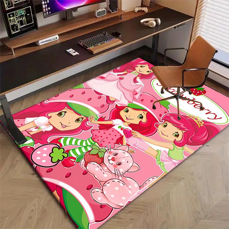 1pc Strawberry Princess4 Design Printed Area Rug Carpet for Bedroom Living Room Home Decor Rugs Mat Non Slip Mat Rug for Bedside