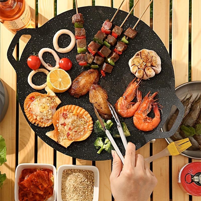 30cm BBQ Pot Multi-Griddle Iron Plate Korean Barbecue Grill Grill Pan Korean Grill Pan Outdoor Portable Induction Cooker 1pc