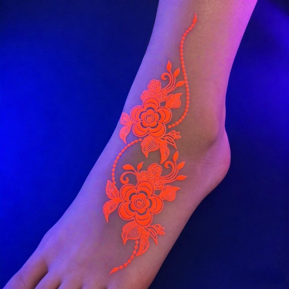 Water Transfer Decals Henna Temporary Tattoo Fake Luminous Body Art Sticker  Music Festival