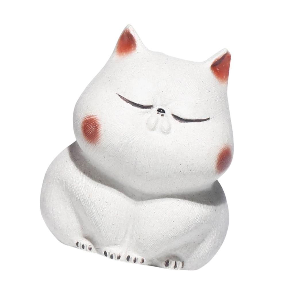 Purple Clay Cats Tea Pet Friends Gift Kitten Statue for Office Desk Tearoom